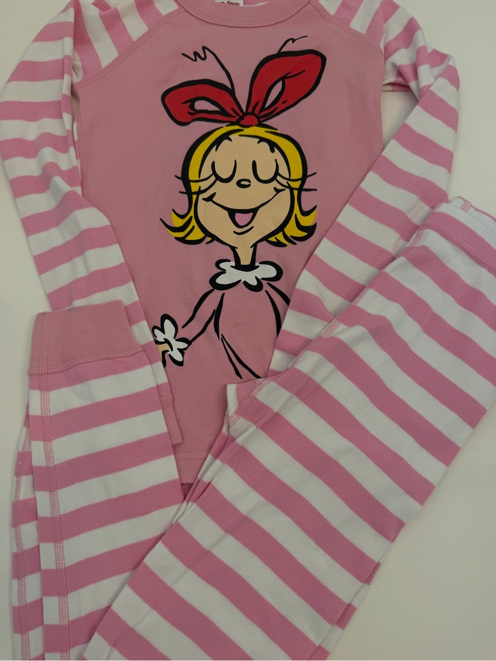 Hanna Andersson x the grinch Cindy Lou Pink Striped Girl Pajama Set size 140